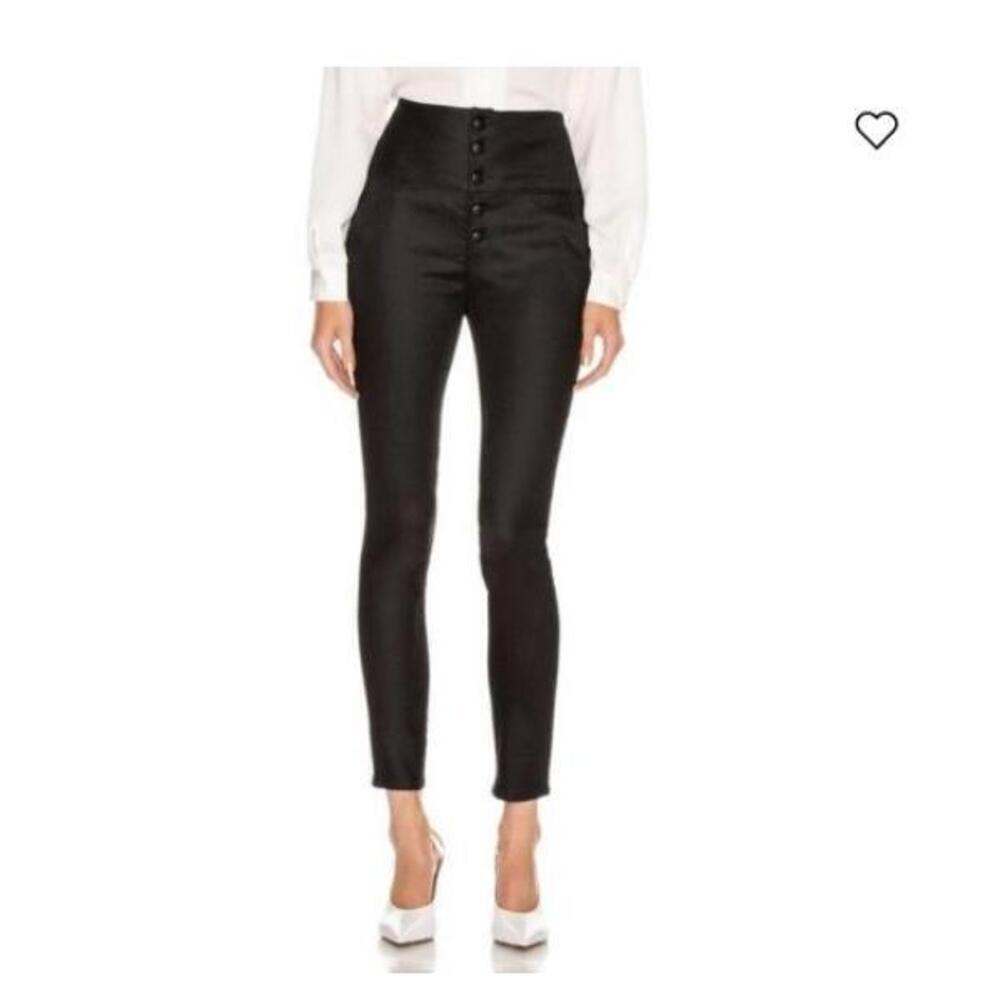 FRAME Black Button Front Skinny Fit High Waisted Pants Size 27